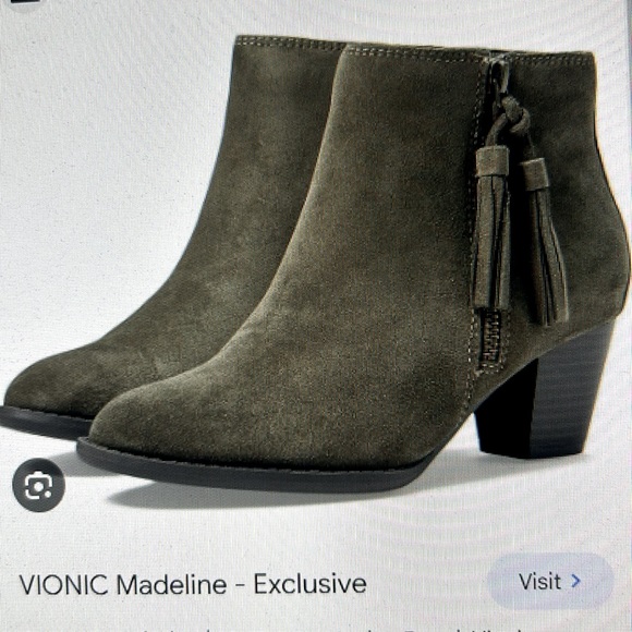 Vionic Madeline Olive Green Suede Weather Resistant Ankle Boots Booties | Sz 8 - Picture 15 of 15